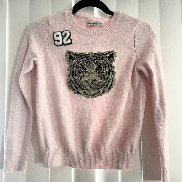Abercrombie Kids size 11/12 Pink Sweater with tiger - Picture 2 of 4